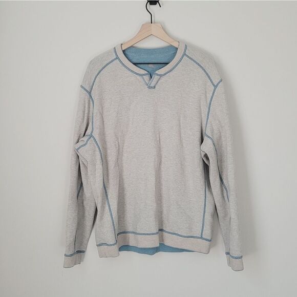 Tommy Bahama Flipshore Abaco Reversible Sweater Size Large Grey & Blue - Picture 3 of 8